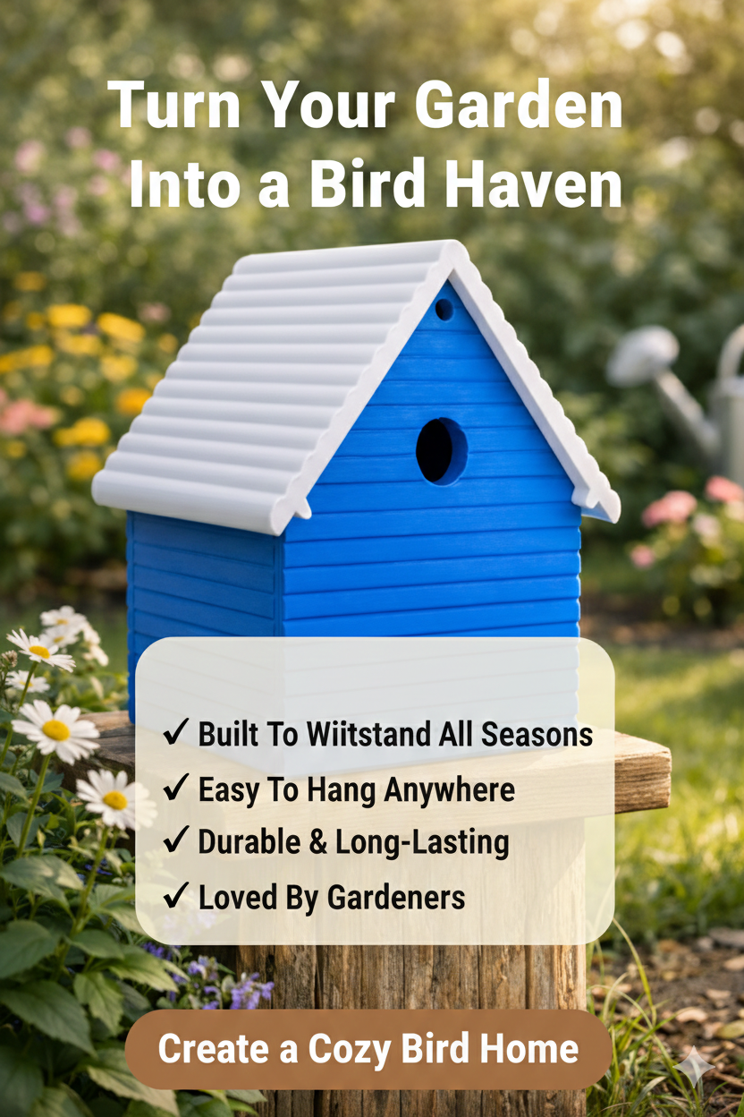 Ribbed Roof Birdhouse —Durable Outdoor Shelter