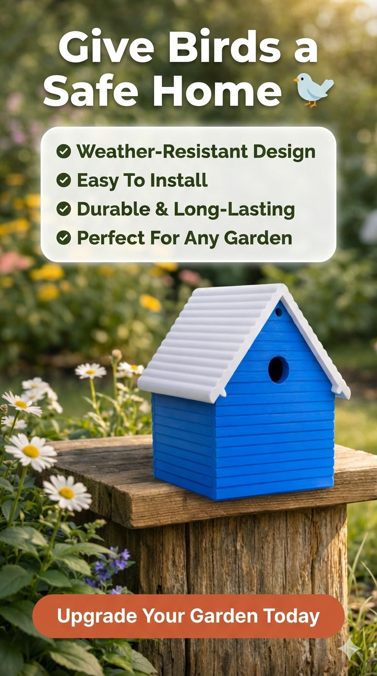 Ribbed Roof Birdhouse —Durable Outdoor Shelter