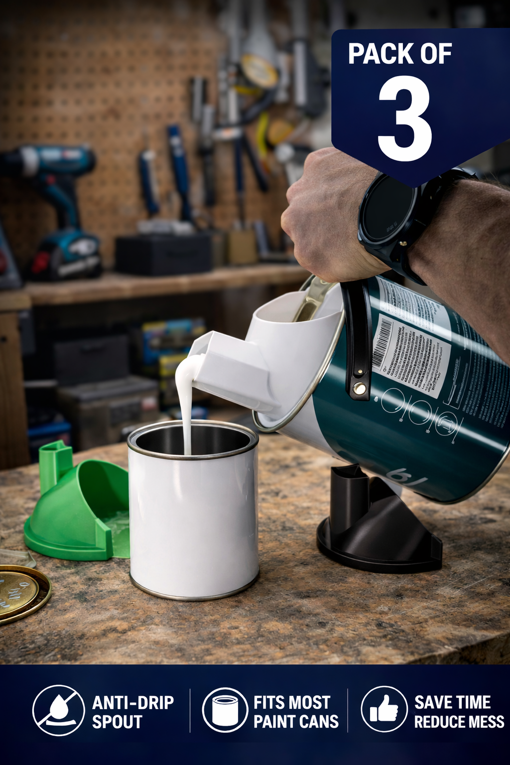 No-Drip Paint Pouring Spout Lid (Fits Metal & Plastic Tins)