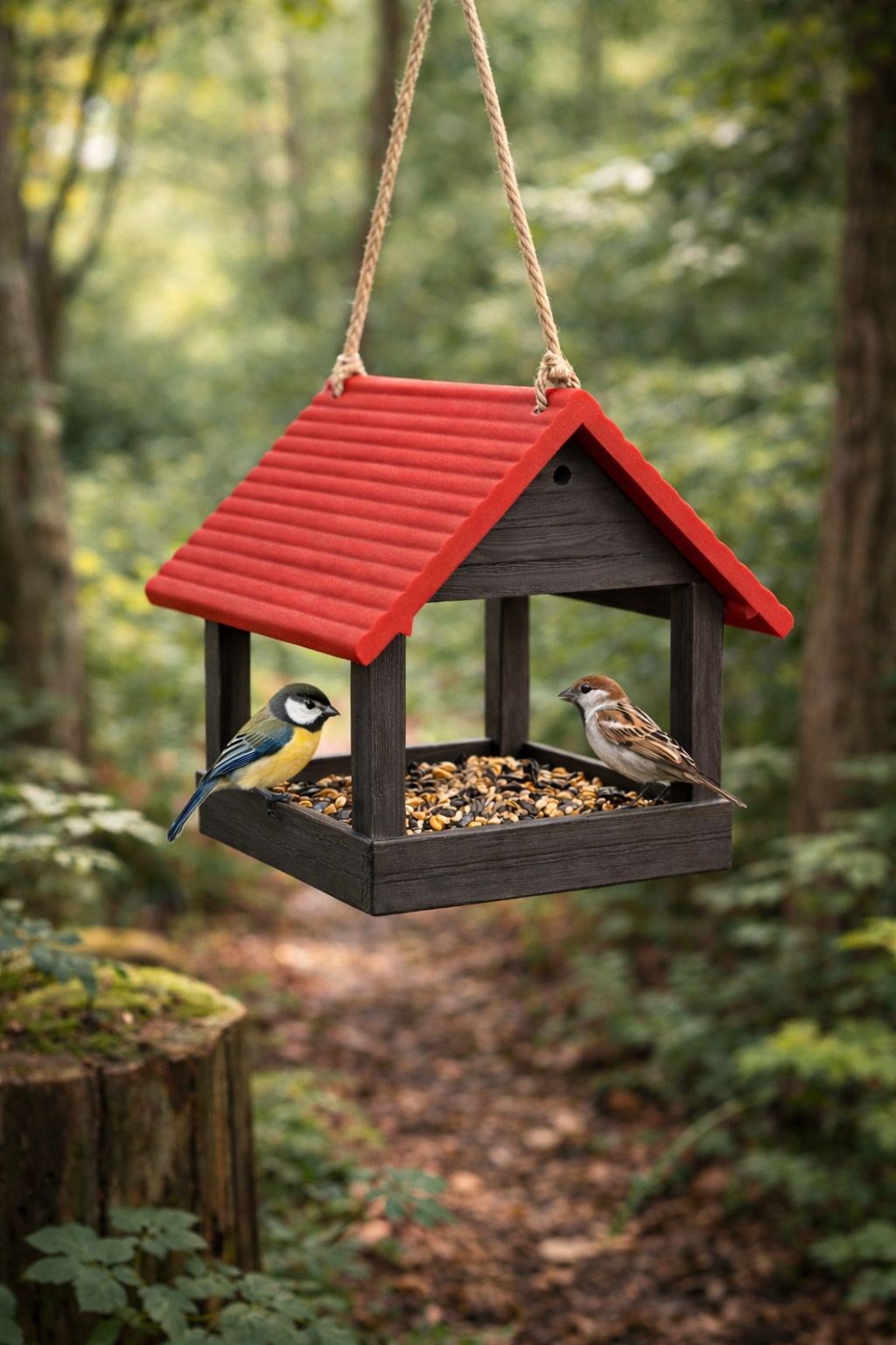 Plastic Outdoor Bird Feeder – Weatherproof Hanging Garden Wild Bird Seed Feeder UK