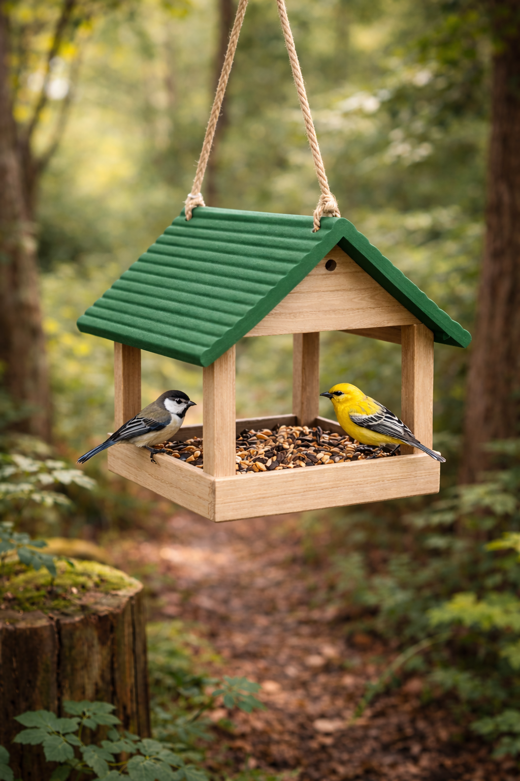 Plastic Outdoor Bird Feeder – Weatherproof Hanging Garden Wild Bird Seed Feeder UK
