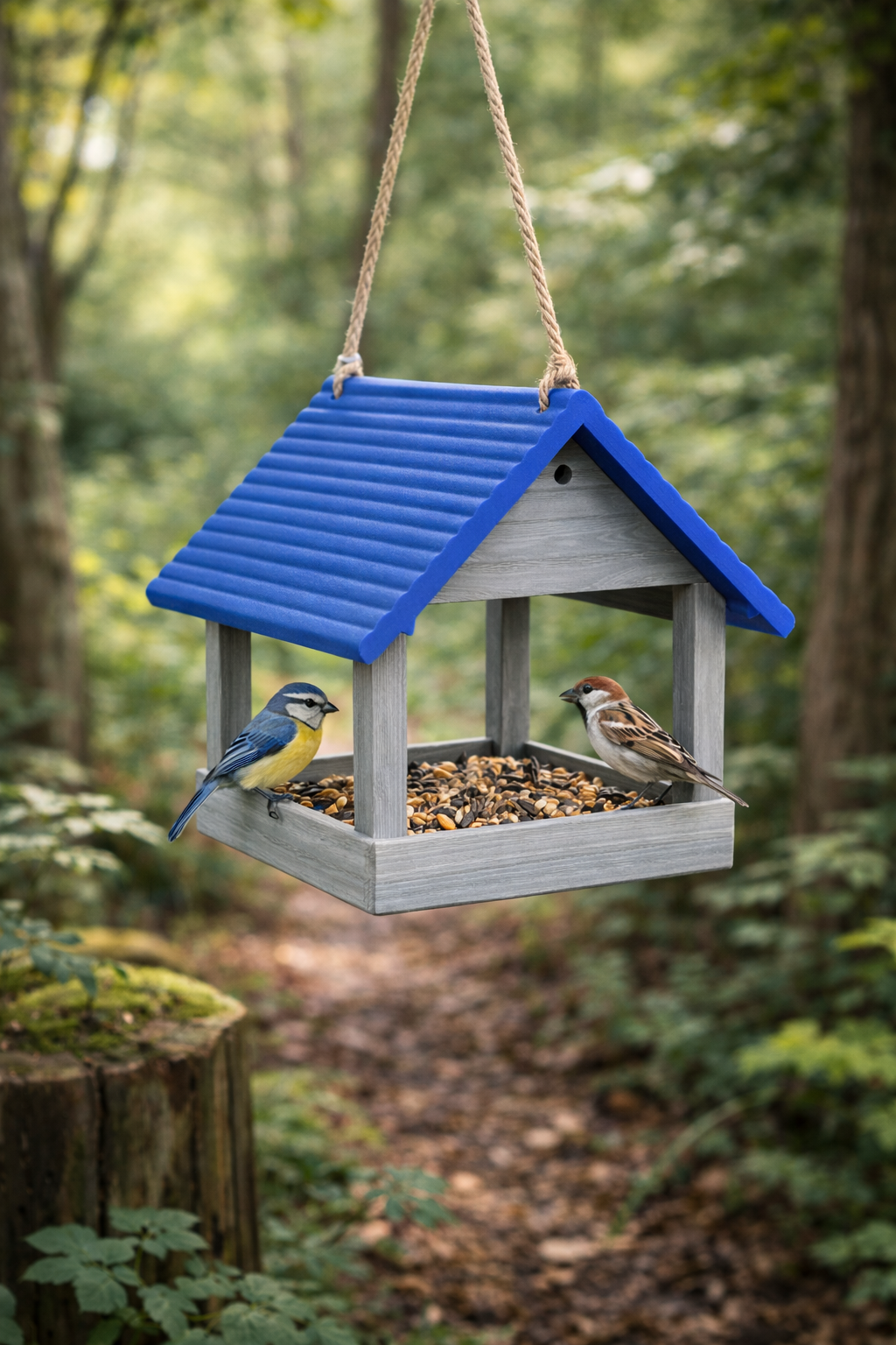 Plastic Outdoor Bird Feeder – Weatherproof Hanging Garden Wild Bird Seed Feeder UK