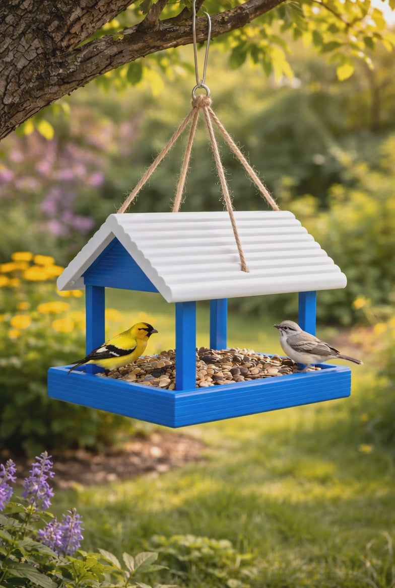 Plastic Outdoor Bird Feeder – Weatherproof Hanging Garden Wild Bird Seed Feeder UK
