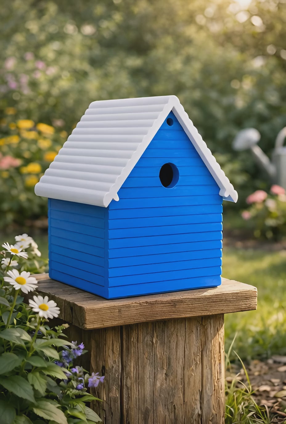 Ribbed Roof Birdhouse —Durable Outdoor Shelter